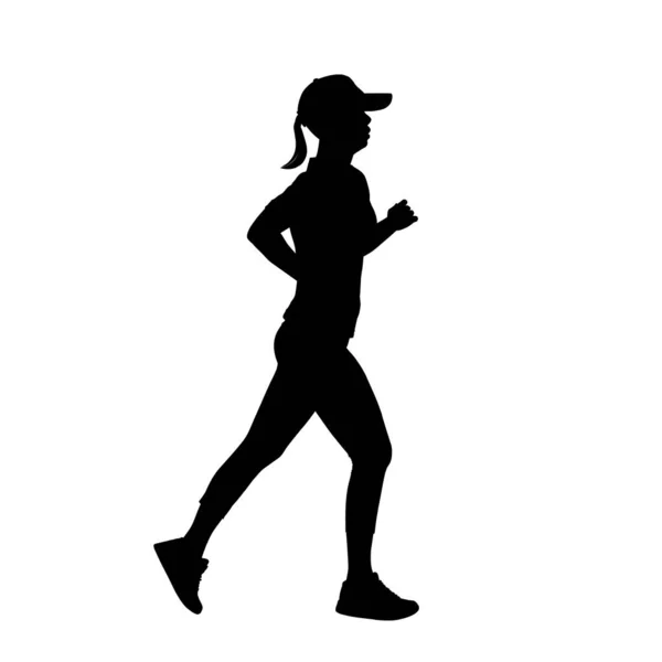 Silhouettes Young Female Runner Vector — Stock Vector