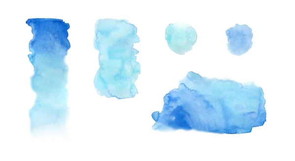 Manchas Aquarela Coleção Respingos Conjunto Manchas Abstrato Azul Céu Mancha — Fotografia de Stock