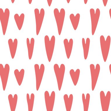 Kusursuz vektör kalp deseni. Sevgililer günü ambalajı için hassas pembe renkte basit desen, tekstil.