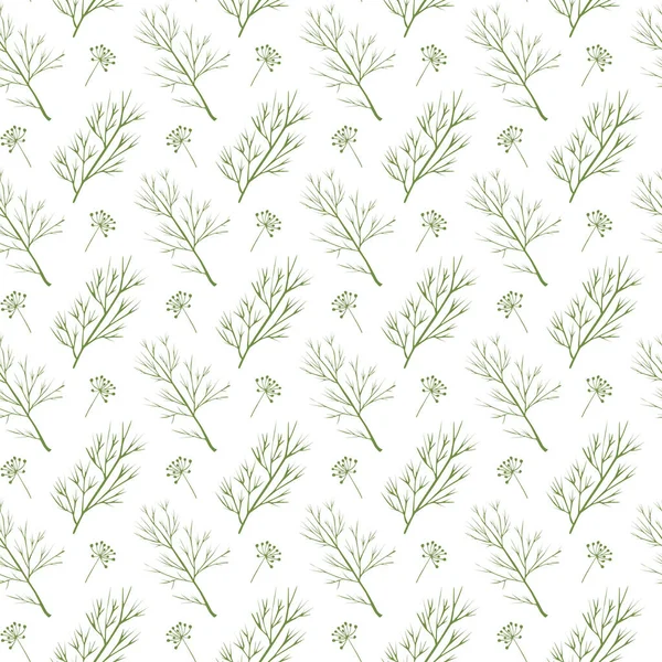 Seamless Vector Pattern Dill Plants Herbal Background Greens Textile Fabric — Stock Vector