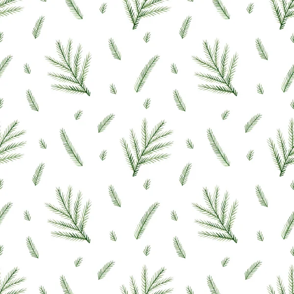 Seamless Floral Pattern Watercolor Background Green Leaves Branches Mimosa Flower — Stockfoto