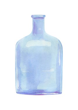 Watercolor glass bottle illustration, medical, chemical vessel, jar