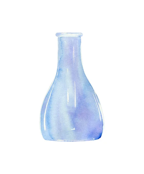 Watercolor Medical Chemical Flask Illustration Glass Bottle Vial Test Tube — Stock Photo, Image