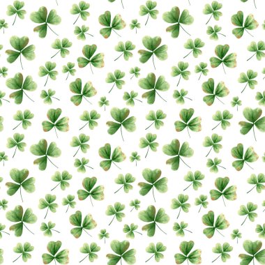 Kusursuz folyo, yonca, yonca yaprağı deseni. Aziz Patrick ambalajı, tekstil, duvar kağıdı için çiçek rengi arka planı