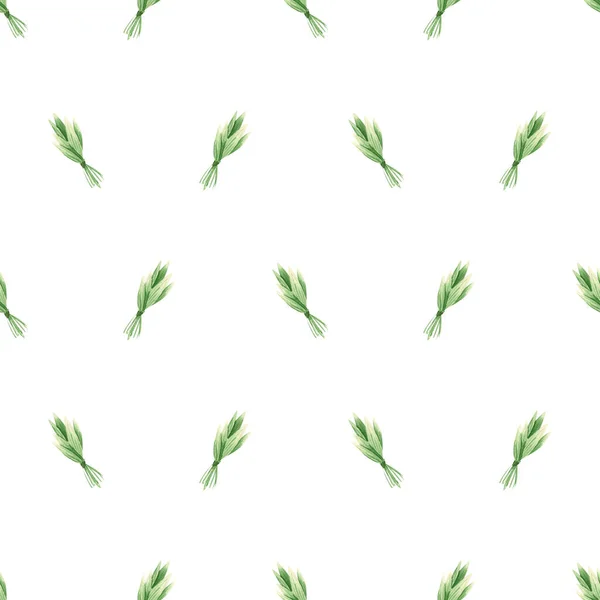 Naadloze Salvia Boeket Patroon Waterverf Botanische Achtergrond Met Verse Plant — Stockfoto