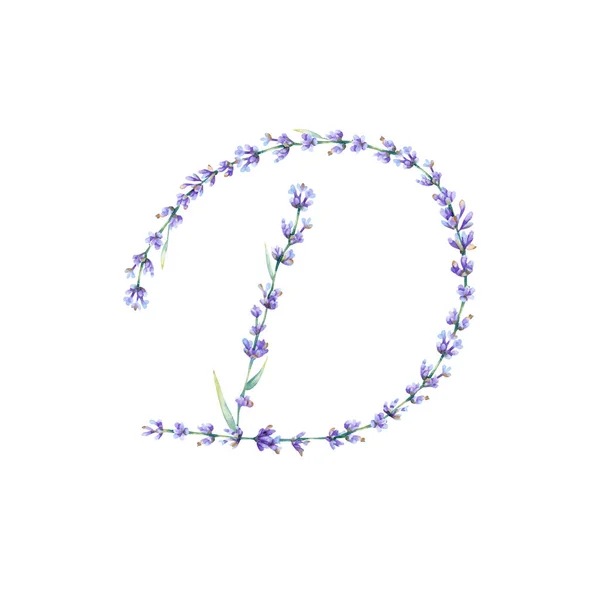 Kwiat Litera Akwarela Ręcznie Rysowane Litera Alfabetu Botanicznej Ilustracji Kwiatów — Zdjęcie stockowe