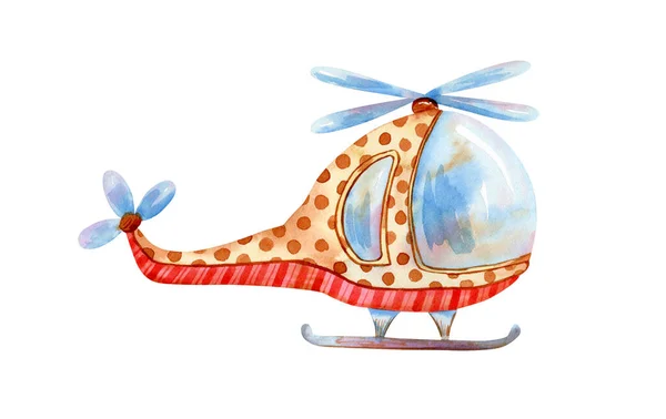 Ilustrace Helikoptéry Roztomilé Kreslené Hračky Jasných Barvách Pro Blahopřání Dětské — Stock fotografie