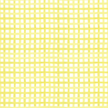 Kusursuz damalı desen. Tekstil, duvar kağıdı, ambalaj kağıdı, mutfak dekoru, çocuk bezi için suluboya sarı arkaplan