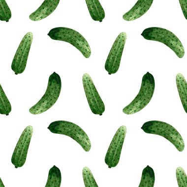 Kusursuz salatalık deseni. Yeşil sebze bitkisi ile sonbahar arka planı, tekstil hasadı, mutfak dekorasyonu, duvar kağıdı