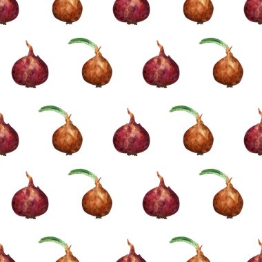 Kusursuz soğan deseni. Turuncu, kahverengi ve menekşe soğanlı sonbahar arkaplanı soğan bitkisi, tekstil hasadı, mutfak dekorasyonu, duvar kağıdı