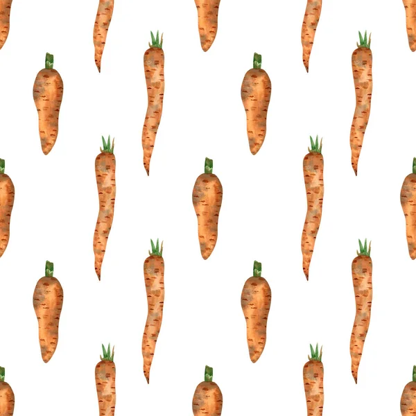 Seamless carrot pattern. Autumn background with orange vegetable plant, harvest for textile, kitchen decor, wallpaper