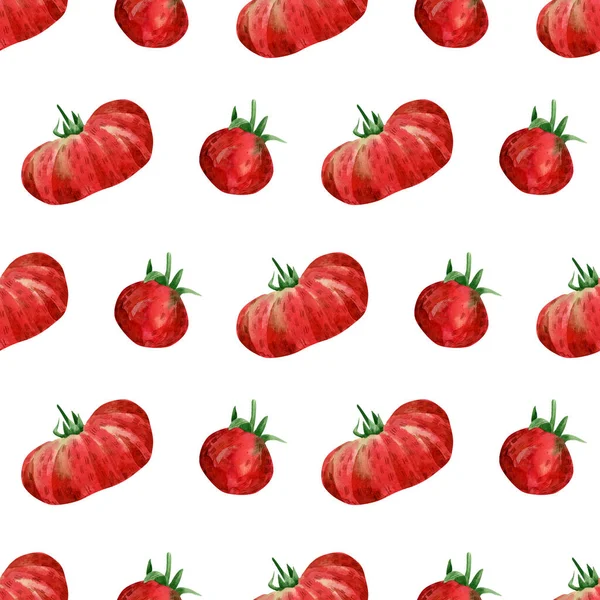 Seamless Tomato Pattern Autumn Background Red Berry Plant Harvest Textile — Stock Photo, Image