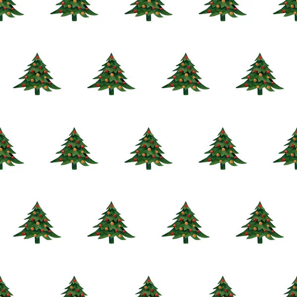 Seamless Christmas Trees Pattern Watercolor Winter Background Green Trees Christmas — Stock Photo, Image