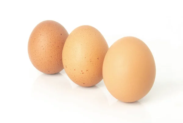 Fresh Eggs Isolated White Background Chicken Eggs Rich Protein Vitamins — Fotografia de Stock