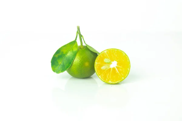 Fresh Organic Calamansi Lime White Background Calamondin Peed Name Thailand — Fotografia de Stock