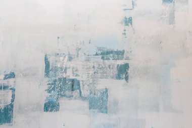 Soyut sanat geçmişi. Tuval üzerine yağlı boya boya. Mavi ve beyaz dokular. Sanat eserinin bir parçası. Akrilik boya lekeleri. Modern sanat. Çağdaş sanat. Yağlı boya.