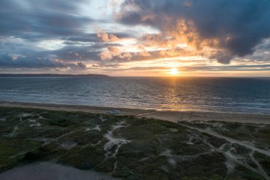 Karavan Campig Günbatımı Melbystrand yakınlarındaki güzel kumsal kumsalları Laholm İsveç açıkhava yaşam tarzı.