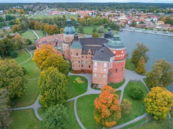Αεροφωτογραφία Του Σουηδικού Κάστρου Gripsholm Του Αιώνα Που Βρίσκεται Στο — Φωτογραφία Αρχείου
