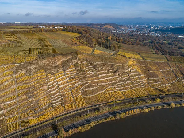 Vista Aérea Famosa Região Vinícola Alemã Moselle River Lay Guels — Fotografia de Stock