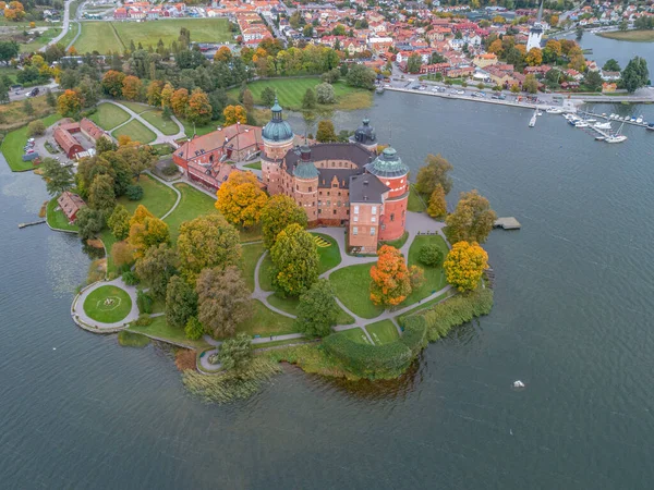Αεροφωτογραφία Του Σουηδικού Κάστρου Gripsholm Του Αιώνα Που Βρίσκεται Στο — Φωτογραφία Αρχείου