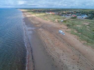 Karavan Campig Melbystrand yakınlarındaki güzel kumsal kumsalları. Laholm İsveç açıkhava yaşam tarzı..
