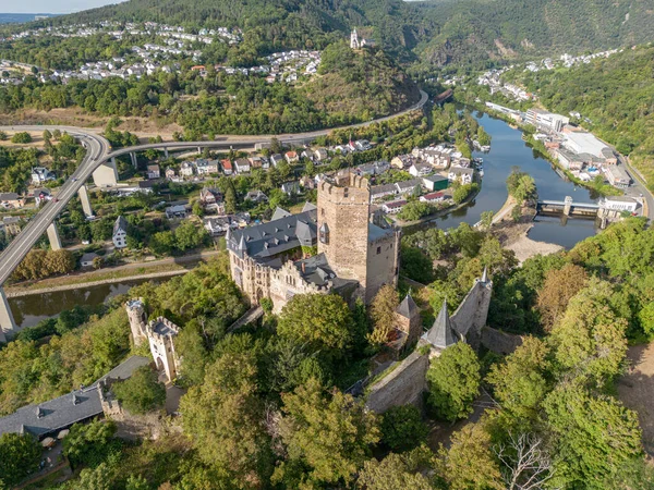 Luftaufnahme Burg Lahneck Bei Lahnstein Bei Koblenz Erbaut 1226 — Stockfoto