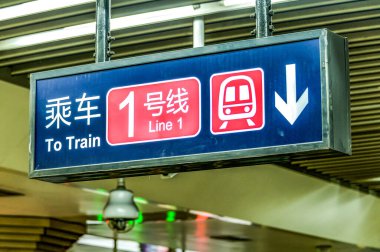 BEIJING Çin 23.02.2019 Tren İstasyonu Metro hız trenleri ve güvenlik kameraları imzaladı.
