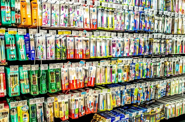 Beijing China 2019 Toothbrushes Imported All World Seen Supermarket Shopping — Stock Photo, Image