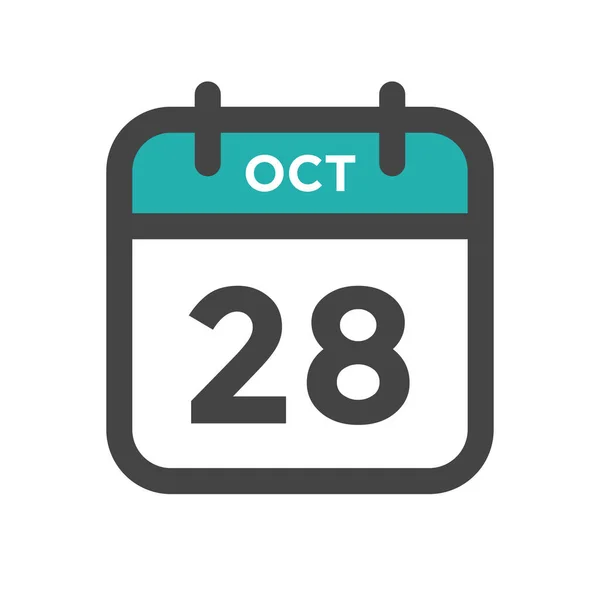 十月二十八日历日或日历截止日及预约日期 — 图库矢量图片