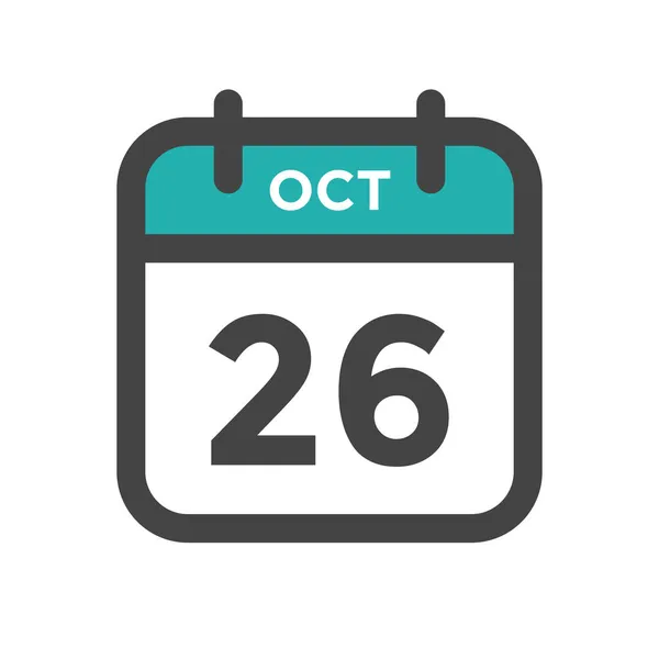十月二十六日历日或日历日截止日期及预约日期 — 图库矢量图片