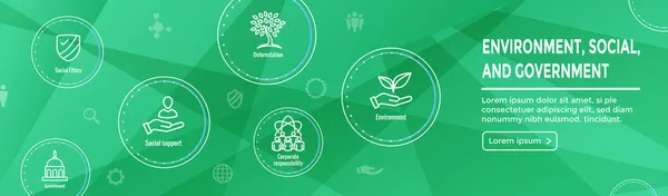 Milieu Sociale Overheid Pictogramset Web Header Banner Met Esg Ideeën — Stockvector