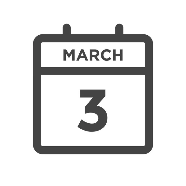 Marzo Día Del Calendario Fecha Calendario Para Fecha Límite Cita — Archivo Imágenes Vectoriales