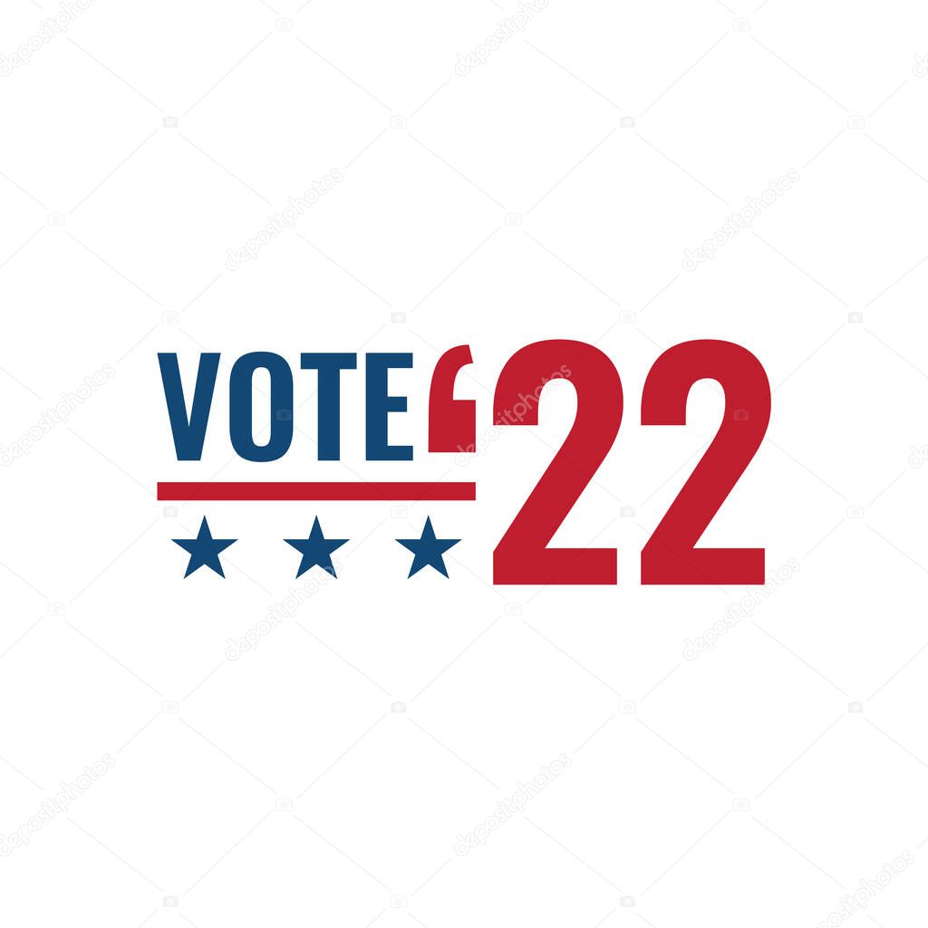 2022 Midterm Elections Design with Red White Blue Vote Icon