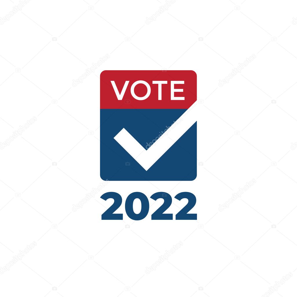 2022 Midterm Elections Design with Red White Blue Vote Icon