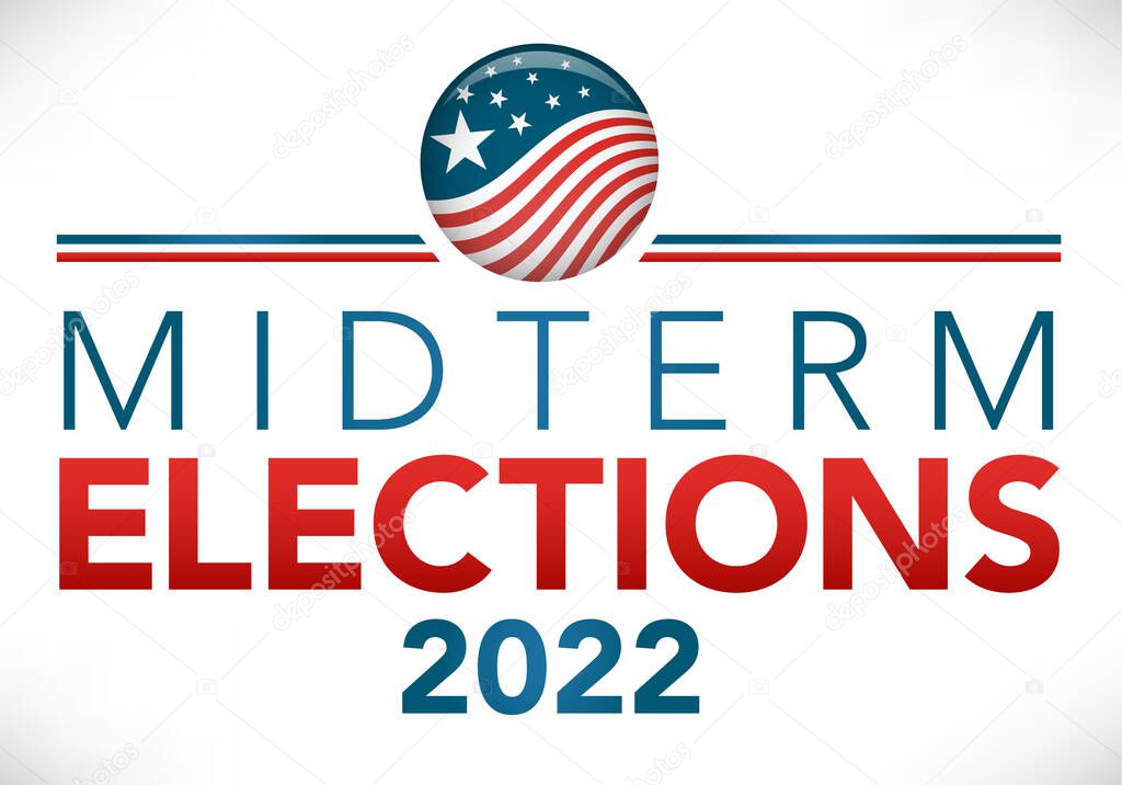 2022 Midterm Elections Design with Red White Blue Vote Icon