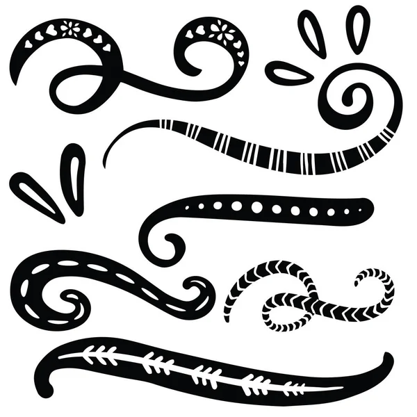 Tribal Squiggles Swirls Swooshes Dividers Design — Stock vektor