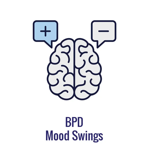 Bpd Borderline Personality Disorder Icon Showing Mental Illness Idea — Stock Vector