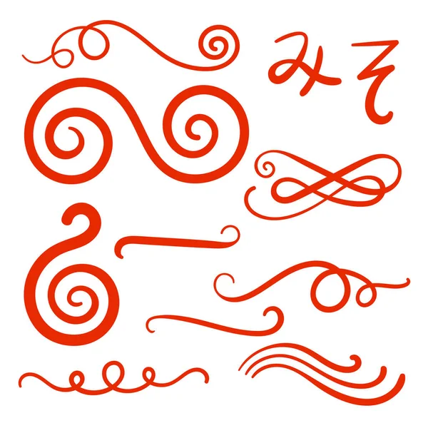 Red Swirls Swash Logo Ornament Design — Stock vektor