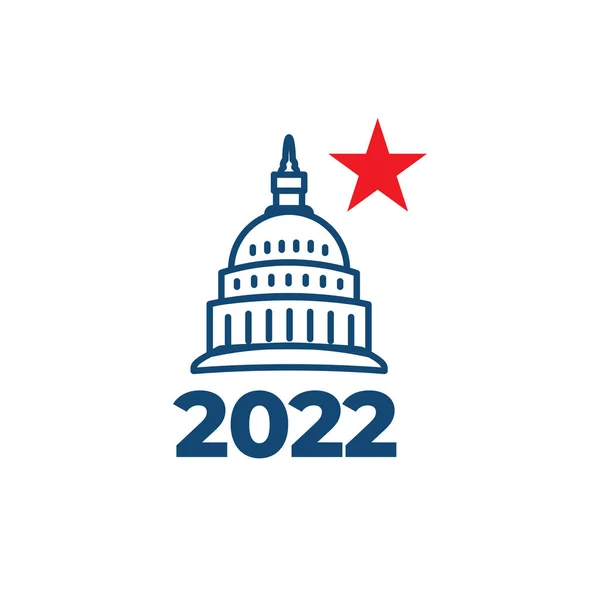 2022 Pololetní Volební Design Červeně Bílou Modrou Ikonou — Stockový vektor