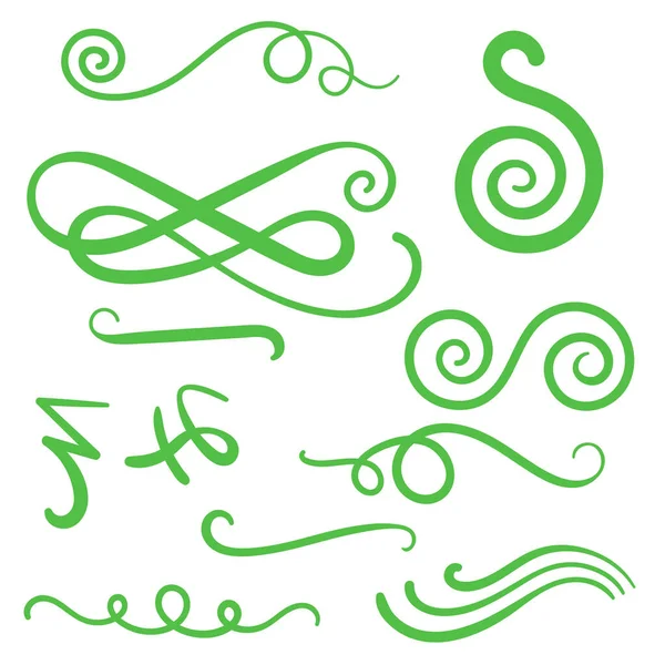 Green Swirls Swash Logo Ornament Design — Wektor stockowy