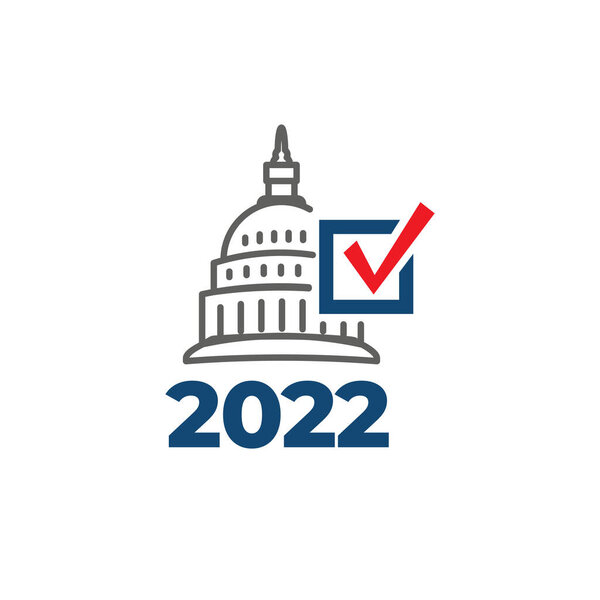 Дизайн промежуточных выборов 2022 года с иконой "Красно-бело-голубой голос"