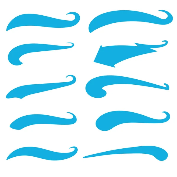 Blue Swirls Swooshes Vector Accent Line Trabajo — Vector de stock