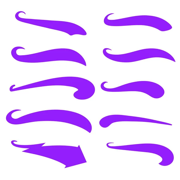 Purple Swirls Swoosh Marks Vector Hand Drawn Highlighter Accent Line — 스톡 벡터