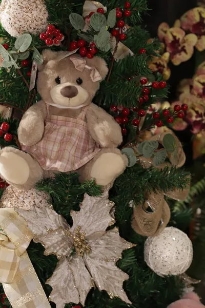 Weihnachtsschmuck Teddybären Und Sterne — Stockfoto