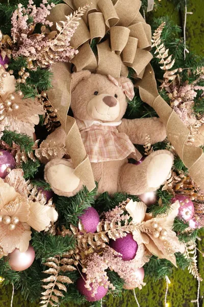 Weihnachtsschmuck Teddybären Und Sterne — Stockfoto