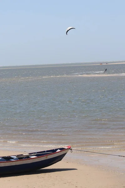 Atins Beach Luiz Maranho Brazílie Lodě Kitesurfing — Stock fotografie