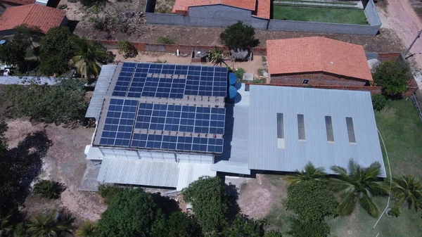 Panel Fotowoltaiczny Panel Słoneczny Dachu Odnawialna Czysta Energia — Zdjęcie stockowe