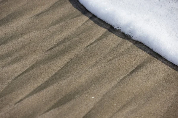 Patrones Geométricos Arena Las Ondas Espumosas Movimiento Que Las Causaron —  Fotos de Stock