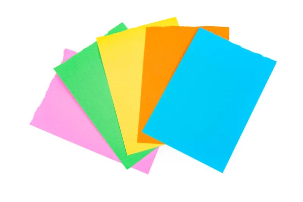 Вентилятор Чистих Різнокольорових Паперів Нотаток Ізольований Над Білим Вид Зверху Ліцензійні Стокові Зображення