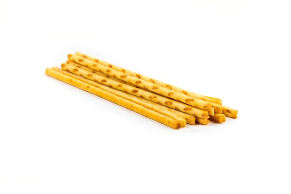 Žlutá Kukuřice Snack Tyčinky Boční Pohled Izolované Nad Bílou — Stock fotografie